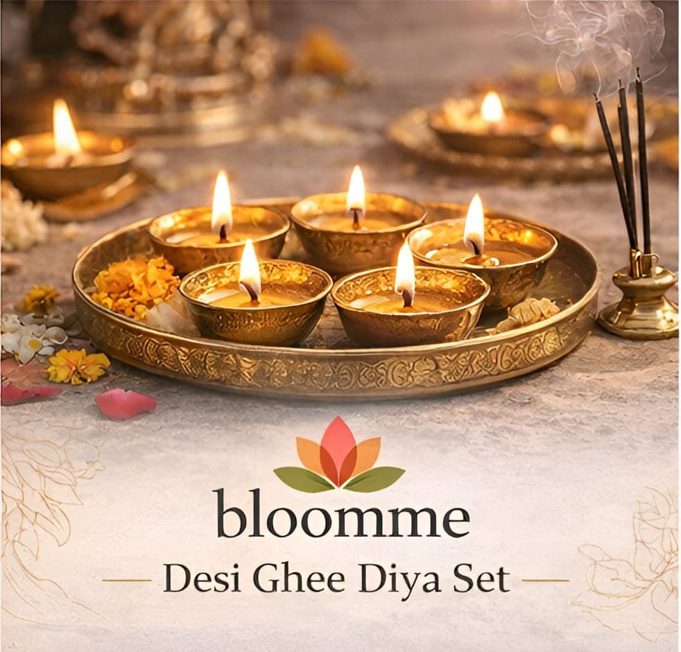 Diya set with 1 serving of pure ghee