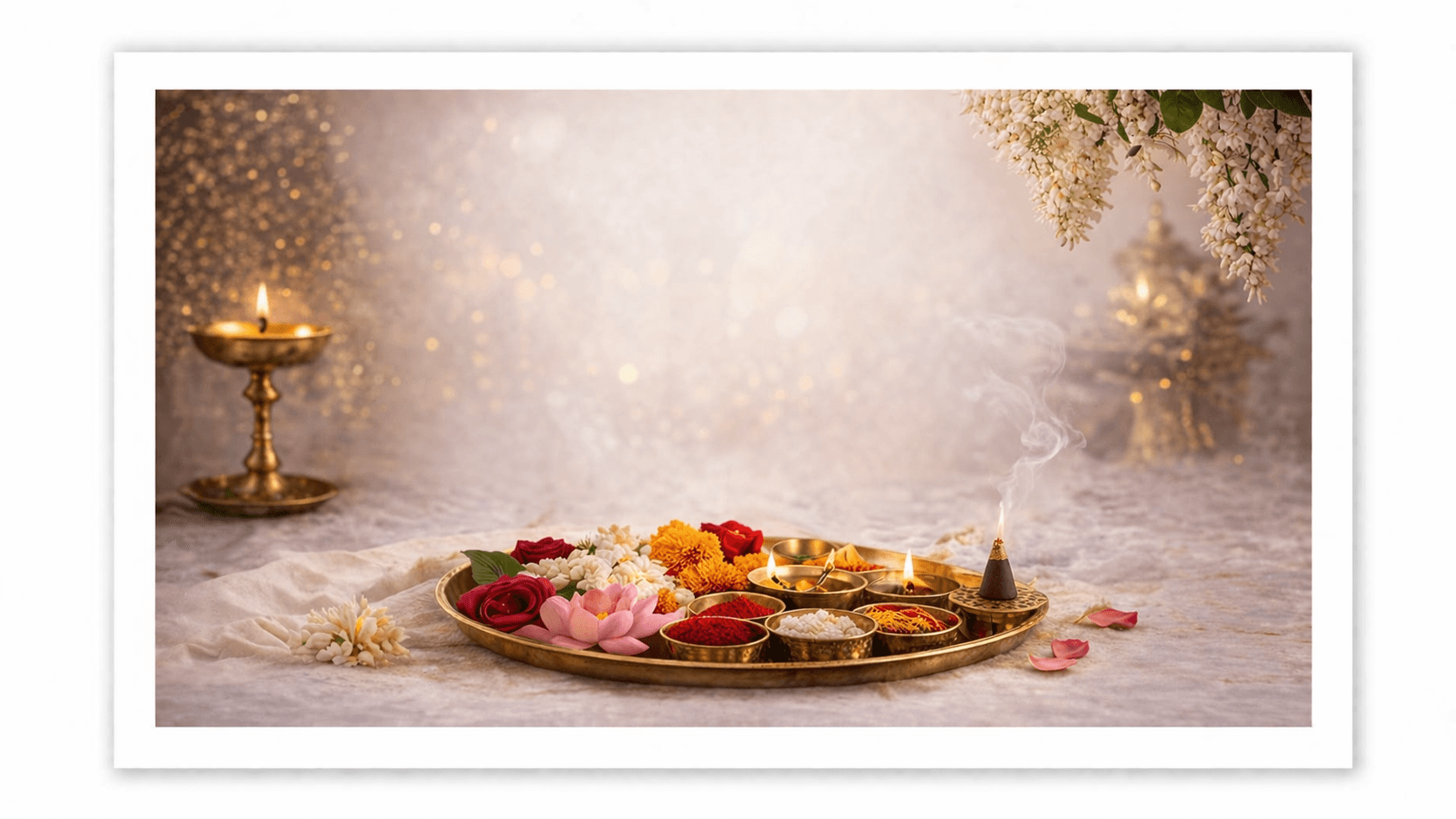 Fresh puja flowers arranged for morning prayer — Bloomme daily delivery